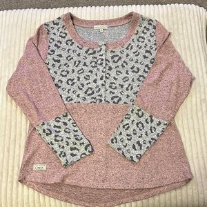Simply Southern Pink and Gray Leopard Long Sleeve Tee